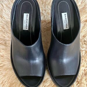 Balenciaga  Black Leather Mules
